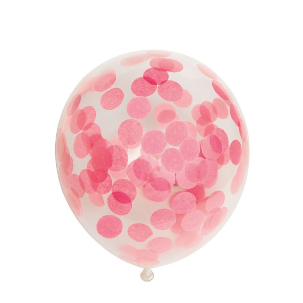 Ballon transparent med rund lyserd konfetti