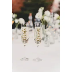 Glas stickers ''Bride &amp; Groom'' Guld