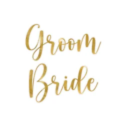 Glas stickers ''Bride &amp; Groom'' Guld