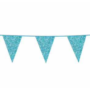 Flagbanner 6 m. med 10 LYSEBL GLITTER flag