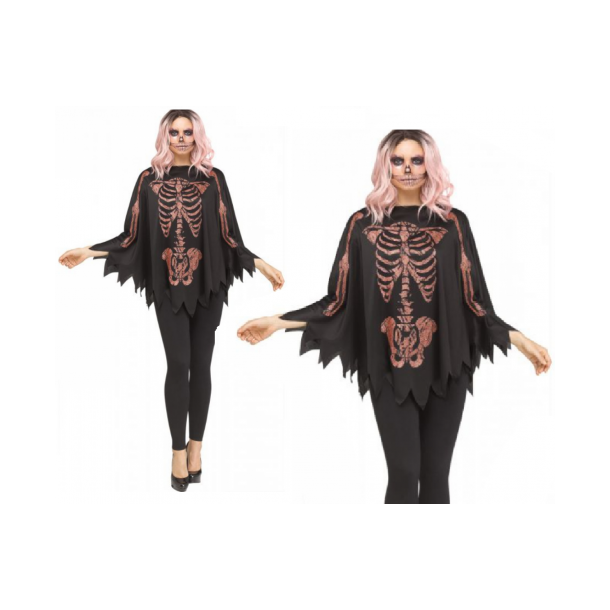 Halloween skelet poncho - Glitter Skeleton
