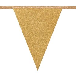 Flagga banderoll 6 m. Med 10 GULD GLITTER flagga