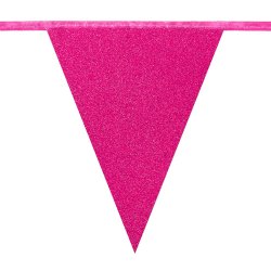 Flagggirlang med 12 flaggor i Glitter-pink