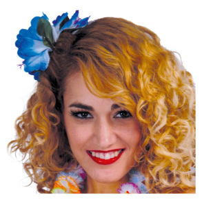 Hawaii hrclips med dobbelt blomst i bl