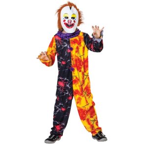 Halloween klovne kostume med stofmaske