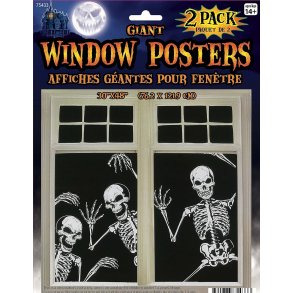 Halloween vindue posters med skeletter