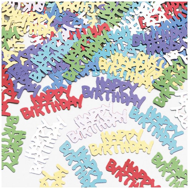 Happy Birthday konfetti i farver