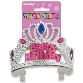 Tiara Happy Birthday med plaststen