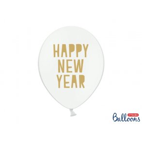Ballon 30 cm Hvid med Happy NewYear