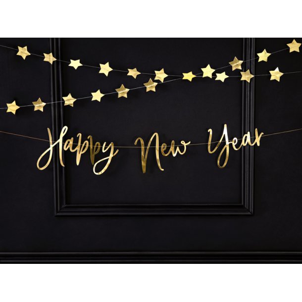 Happy New Year banner i guld
