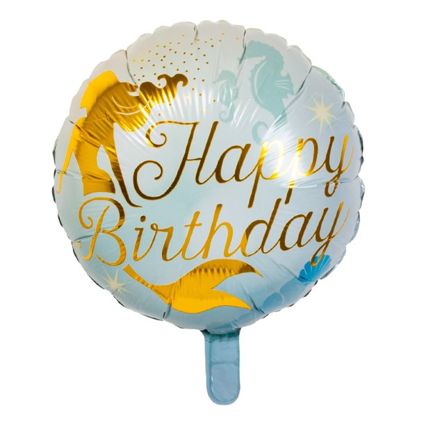 Havfrue folieballon Happy birthday