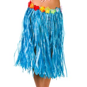 Hawaii skrt med blomster, 60 cm i bl