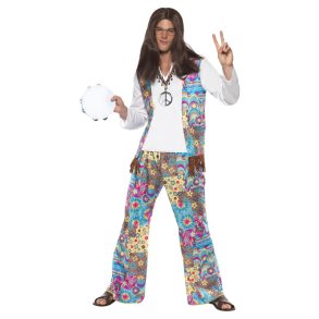 Hippie kostume lysebl Groovy
