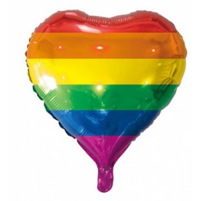 Folieballon hjerte i Regnbuefarve