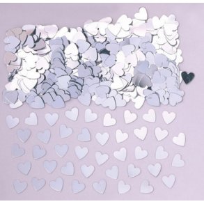 Konfetti med sm� s�lvhjerter