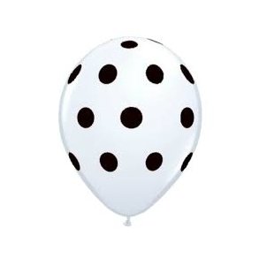 Ballong  30 cm i vit med svarta prickar