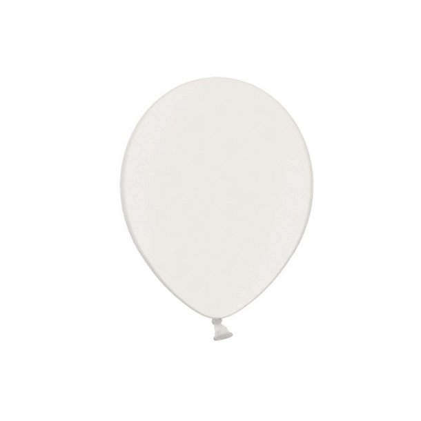 Ballon i 12,7cm metallic hvid - 100stk
