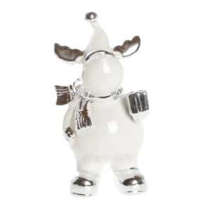 Renar i vitt och silver med julklapp