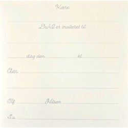 Indbydelse i sort med gr� og s�lvfarvet print