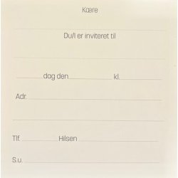 Indbydelse i hvid med guldprint