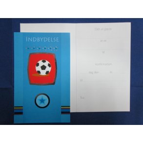 Indbydelse til konfirmation.5 stk i bl med fodbold