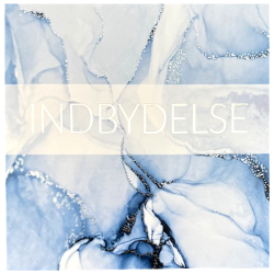 Indbydelse i bl�-hvid med s�lvprint