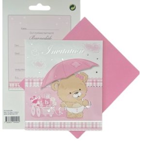 Invitation til Barned�b i lyser�d med Bamse