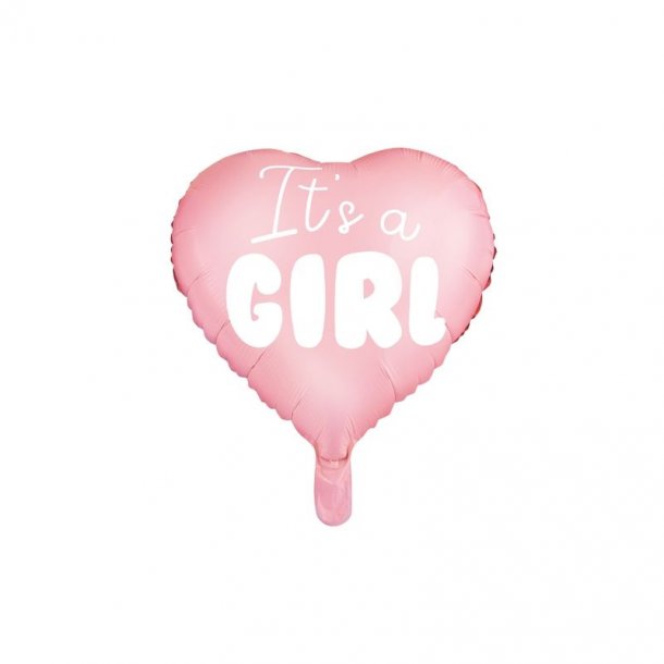  its a girl folieballon hjerte i lyserd