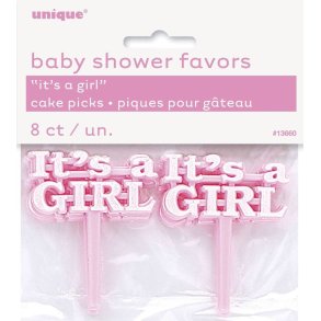 Babyshower kagepynt 8 stk i lyserd