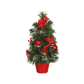 Konstgjord julgran 40 cm med pynt i rd