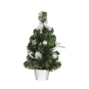 Konstgjord julgran 30 cm med silverdekoration