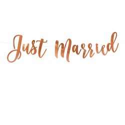 Just Married tekxt-girlang i rosaguld
