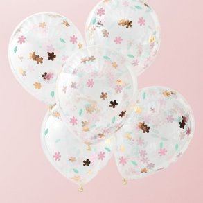 Ballon transparent med konfetti blomster