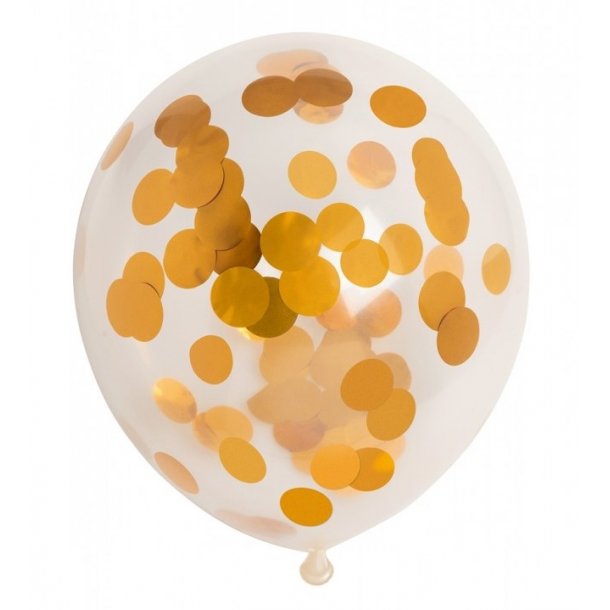 Ballon transparent m.rund konfetti Guld