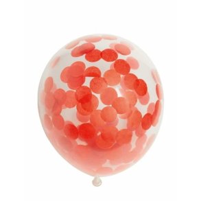 Ballong transparent med rund rd konfetti
