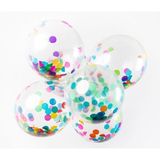 Ballong transparent med stor multi konfetti