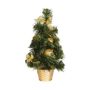 Konstgjord julgran 30 cm med gulddekoration