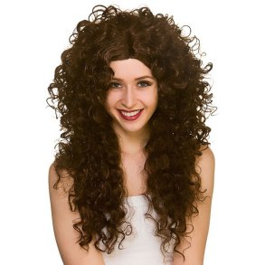 Lng lockig peruk i brunt