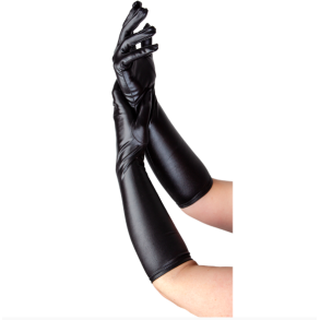 Lnga handskar fr kvinnor svarta metallic