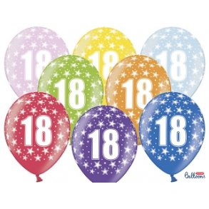 Ballon Metallic  30cm med 18 tal , 6 stk