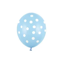 Balloner  30 cm i lysebl med hvide prikker