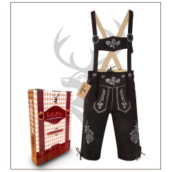 Lederhosen lang i skind - mrk brun