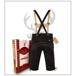 Lederhosen lang i skind - mrk brun