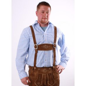 Lysbl og hvidternet skjorte