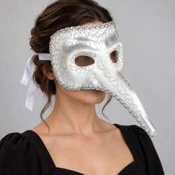 Venetiansk maske long-nose i s�lv