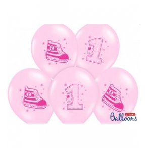 Ballon 1 og Sneakers pink 6 stk