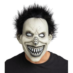 Klovne latex maske - sort/hvid