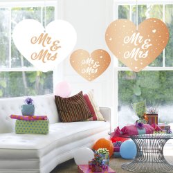 Dekorations hjerter "Mr and Mrs" 5 stk