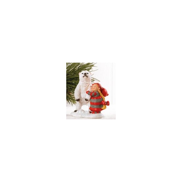 Julepynt - Nissepige med oprejst isbjrn