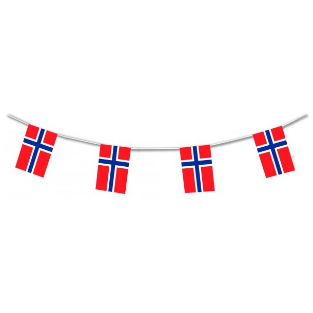 Flagguirlande. Norge 10 A4 flag, 4m.
